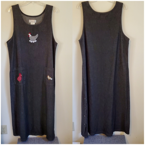 Mandal Bay Dresses & Skirts - Mandal Bay Vintage Indigo Maxi Pinafore Denim Dress Size L